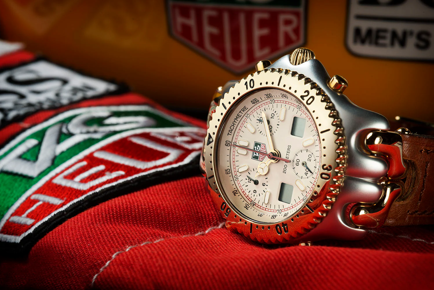 sel series watch from TAG Heuer red background